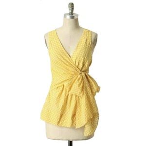 Anthropologie Odille yellow gingham top size : 2